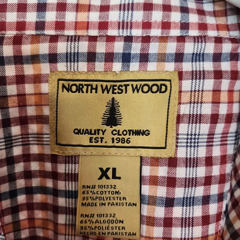 NWOT Mens Northwest Wood Pearl Snap Western Shirt Sz XL Short Sleeve Plaid